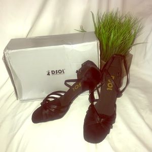 Black satin dancing heels
